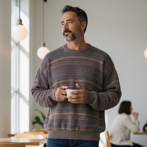 Holt Renfrew - Men's Multicolor Crewneck Sweater - Virgin Wool - Size Medium